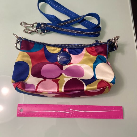 Coach Purse Multi Color Signature C Satin Cross body - Picture 4 of 4